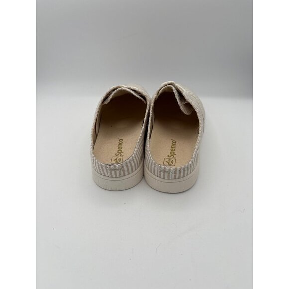 Spenco Womens 7 Slip-On Beige & White Striped Canvas Sneakers - Picture 4 of 7
